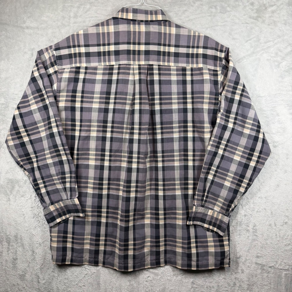 BD Baggies Mens Chatham Cloth Plaid Button Down Shirt Grey Black Tan Large - Picture 13 of 16